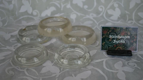 Lot of 5 Vintage Clear Glass Coasters Chair Table Couch Leg Protectors mixed lot Cover