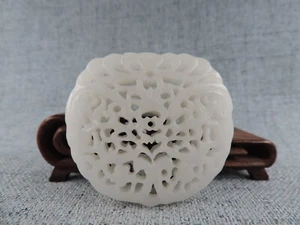 Antike chinesische natürliche Hetian Jade hohle Skulptur Beutel Statue Jade Anhänger - Bild 1 von 9