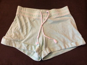 Old Navy Mint Green Pull On Cuffed Sweat Shorts Elastic Waist Faux Ties L(10-12) - Picture 1 of 3