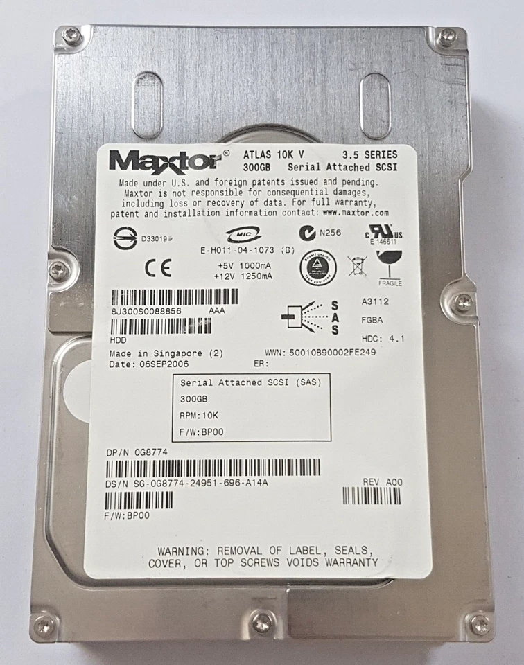 300 GB SAS Maxtor 8J300S0 Atlas 10K V 16 MB HDD 3.5" interne Festplatte - Bild 1 von 1