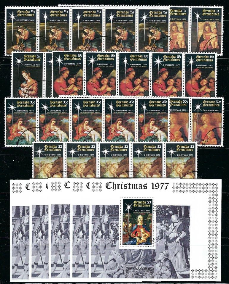 Wholesale Grenada Grenadines - 1977 CTO NH  7v.+S/S x5 Christmas Nativity   - Image 1 of 1