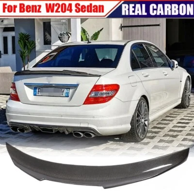 For Mercedes Benz W204 C250 C300 Sedan 07-14 Rear Trunk Spoiler Wing REAL CARBON - Image 1 of 4
