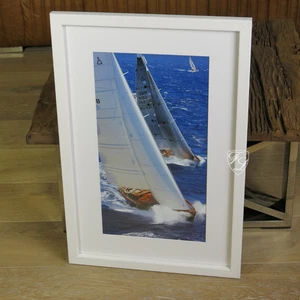 WANDBILD REGATTA HOLZ BILDERRAHMEN WEISS SEGEL MARITIM SEGELYACHT AMERICA'S CUP - Bild 1 von 1