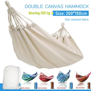 2 Person Double Camping Hammock Chair Bed Hanging Swing Outdoor Sleeping Garden - Picture 1 of 37