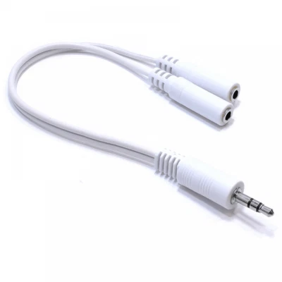 3.5mm Jack Headphone Splitter Cable Adaptor Stereo Screened Lead Cable - White - Image 1 of 4