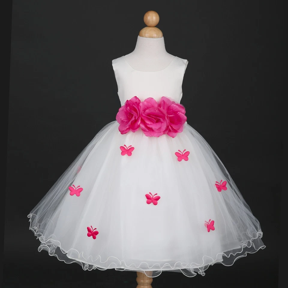 Ivory Butterfly Petals Halloween Princess Fairy Ruffled Girl Dress - Many Colors - Image 1 of 1