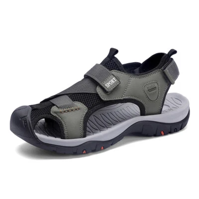 男式休闲露趾皮革凉鞋户外渔夫可调节夏季鞋 — 第 1/4 张图片