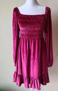 Vestido Lechera XS Campesino Regencia Terciopelo Calado Rosa Romántico Lauren Conrad - Imagen 1 de 12