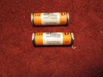 2 Rolls  US Mint State Quarters 2003 D Maine, 2007 D Montana Uncirculated Bank - Image 1 of 3
