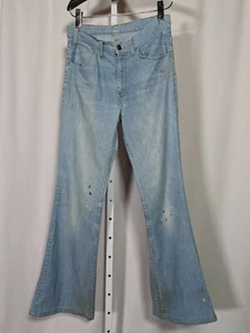 Levi's Vintage 70s Orange Tab Light Blue Flare Jeans Paint Splatter 30 x 31 USA - Picture 1 of 7
