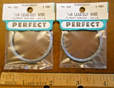 PERFECT#232 1/2/A LEAD-OUT WIRE, 5'--60LB TEST, 2 PACKAGES, NEW OLD STOCK - Image 1 of 4