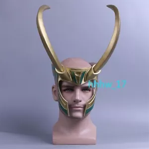 2017 Movie Thor 3 Ragnarok Loki Laufeyson PVC Cosplay Mask Helmet Halloween Prop - Picture 1 of 6