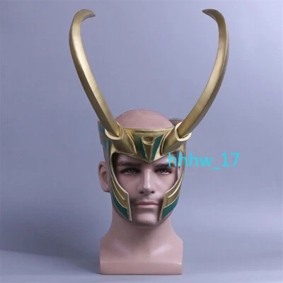 2017 Movie Thor 3 Ragnarok Loki Laufeyson PVC Cosplay Mask Helmet Halloween Prop - Image 1 of 4