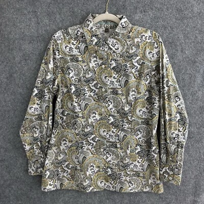 Blusa Tommy Bahama Top Para Mujer 12 Multicolor Paisley Abotonada Manga Larga Foto 1 de 4