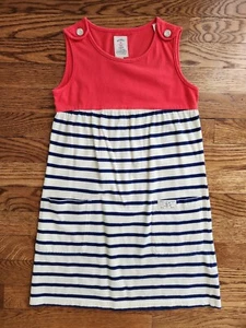 JOULES Girls 8 Nautical Sundress Orange Blue Cream - Picture 1 of 7