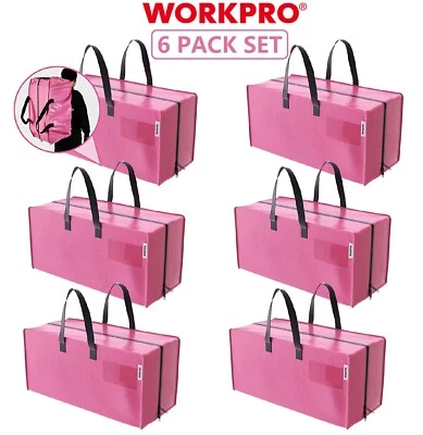 WORKPRO 6 Pack Extra Large Moving Bags 23-Gallon Storage Tote w/Handles Zippers - Image 1 of 4