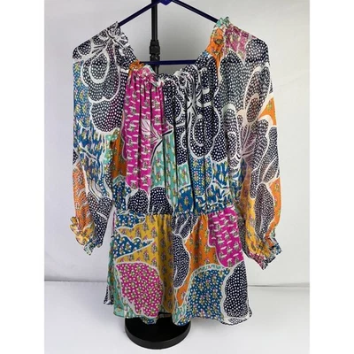 Blusa campesina de seda Diane von Furstenberg DVF Mehira retazos florales talla 2 Foto 1 de 4