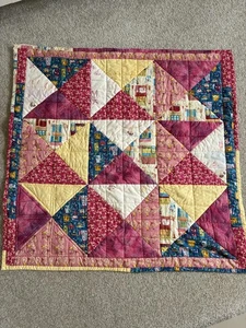 Handmade Project Linus pink ballerina quilt fleece back quilt 83x83cm patchwork - Picture 1 of 6