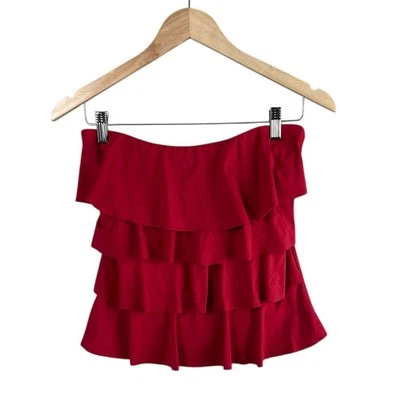 Camiseta de traje de baño Michael Kors Tankini talla mediana roja con capas  Foto 1 de 4