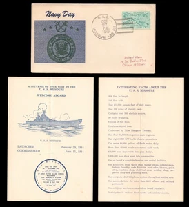 USS MISSOURI BB-63 V-J JAPAN SURRENDER Battleship 1949 NAVY DAY Cover & Contents - Picture 1 of 1