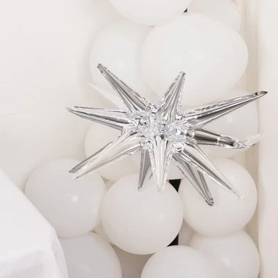 5 SILVER 22" Metallic Mylar Foil DIY Starburst BALLOONS Kit Party Decorations - Image 1 of 4