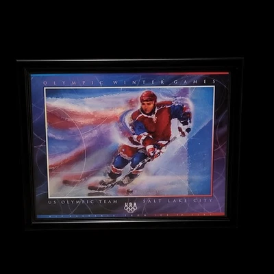 U.S. Olympic Hockey Salt Lake 2002 Official Poster Framed 20x 26 Inch Framed - Image 1 of 4