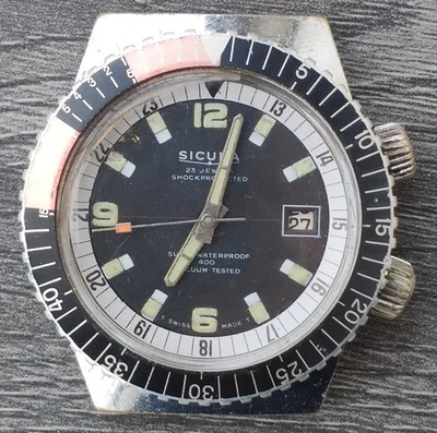 Reloj Hombre Vintage Sicura Diver Tipo Cuerda Manual Foto 1 de 4