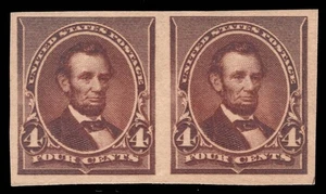 MOMEN: US STAMPS #222P5 IMPERF PAIR PROOF MINT OG NH VF CAT $420 LOT #96139* - Picture 1 of 2