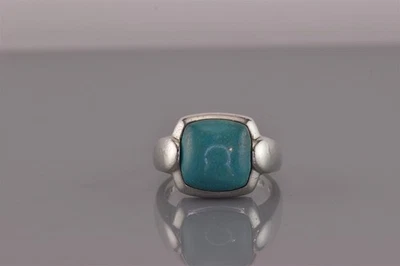 Anillo Ross Simons Plata de Ley 14mm Enmarcado Azul Turquesa Banda 925 Talla: 8 Foto 1 de 4