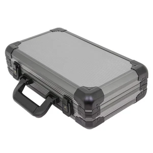Cassa Porta Orologi Alluminio Metallo Valigetta per 12 Grandi Orologi Grigio Gunmetal - Foto 1 di 6