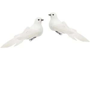 2pcs Decorative White Doves Artificial Birds Ornaments for Floral Arrangement... - Foto 1 di 7