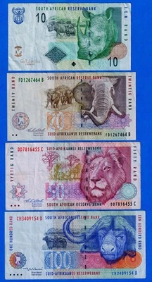 South Africa SET 10,20,50,100 Rand 1999/2005 P-128b,124a,125b,126a Circ. SA#03 - Image 1 of 4