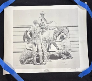 Impresión a lápiz litográfica Robert Shoofly Shufelt Little Britches 1979 ¡Raro! Firmado a mano - Imagen 1 de 4