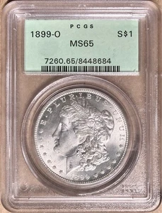 1899-O PCGS MS65 Morgan Silver Dollar $1 - Old Green Holder - OGH - Picture 1 of 2