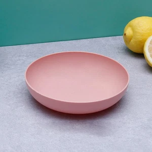(Deep Round Pink)Dinner Plate Tableware Wheat Straw PP Dinnerware For Dish - Picture 1 of 1