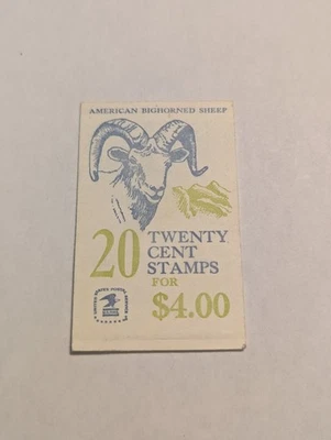 Vtg 1982 AMERICAN BIGHORNED SHEEP Partial Stamp Booklet 20c Stamps 3 Remain - Image 1 of 4