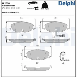 DELPHI Bremsbelagsatz, Scheibenbremse Vorderachse u.a. für AUDI, CITROËN, SEAT - Bild 1 von 4