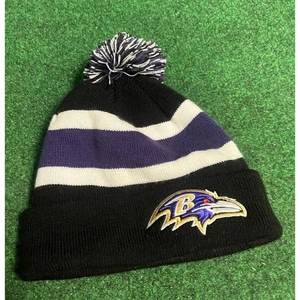 NFL Baltimore Ravens Black & Purple Beanie Skully Touque w/ Pom Pom UNISEX - Picture 1 of 3