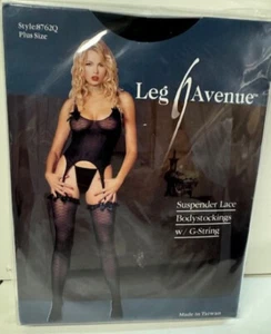 Leg Avenue Suspender Lace Bodystocking w/G-String Queen Plus Size - Picture 1 of 2