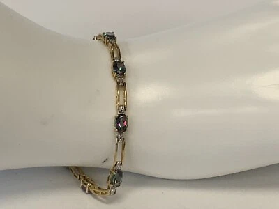 10K YELLOW GOLD GENUINE MYTIC TOPAZ BRACELET ESTATE - Image 1 of 4