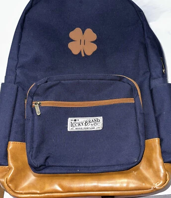 Рюкзак Lucky Brand (темно-синий) холщовый коричневый кожаный - Изображение 1 из 4