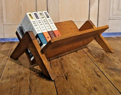 ART DECO SOLID OAK BOOK STAND TROUGH ANTIQUE VINTAGE - Image 1 of 4