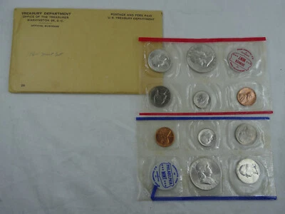 1960 P & D US Mint Set Uncirculated 10 Coin Set OGP 90% Silver Franklin - Image 1 of 4