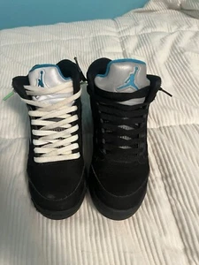 Nike Air Jordan 5 Retro GS Aqua Black Sneakers Size 5Y - Picture 1 of 4