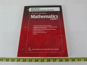 Holt McDougal Mathematics Course 1 Idea Works! Modified Worksheets & Tests Book - Picture 1 of 6