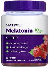 Natrol Melatonin 10mg, Dietary Supplement for Restful Sleep,  Strawberry  60 ct