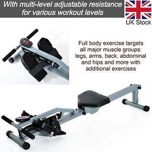 Rowing Machine Fitness Cardio Equipment W/ LCD Display Compact Home Gym Workout