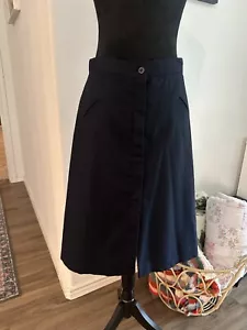 Vintage Midi Skirt Wool Navy A Line Women’s Size 13 - Picture 1 of 12