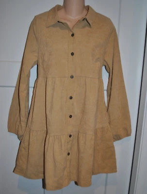 Vestido REBELLION Pana En Niveles Botón Frontal Tostado Talla S/M Foto 1 de 4