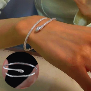 Womens Bracelet Xmas Cuff Bangle Snake Sterling Bracelet Gift Girls Jewellery - Picture 1 of 10